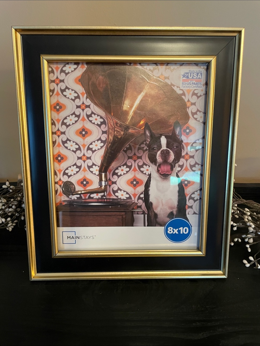 Never Used Mainstays Black and Gold 8x10 Picture Frame with Inner Gold Trim